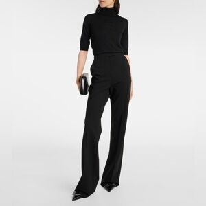 MaxMara Women’s Norcia Elegant Black Pleated Jersey Fabric Straight Leg Trousers